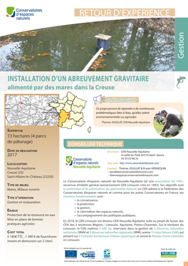 REX Installation D'un Abreuvement Gravitaire