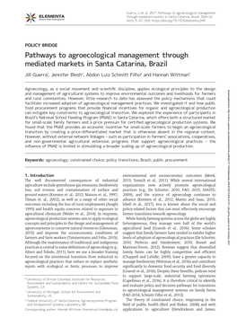 Pathways to Agroecological Management Through Mediated Markets in Santa Catarina, Brazil