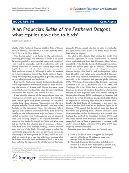 Alan Feduccia's Riddle of the Feathered Dragons: What Reptiles