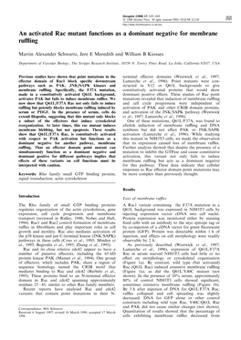 An Activated Rac Mutant Functions As a Dominant Negative for Membrane RuIng