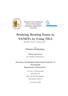 Studying Routing Issues in Vanets by Using NS-3 Bachelor Thesis on Informatics