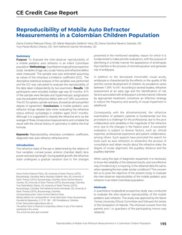 Reproducibility of Mobile Auto Refractor Measurements in a Colombian Children Population