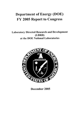 FY 2005 LDRD Report to Congress