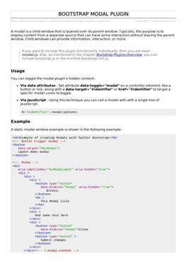 Bootstrap Modal Plugin