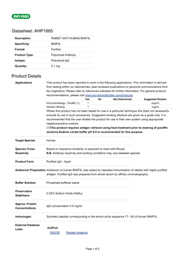 Datasheet: AHP1885 Product Details