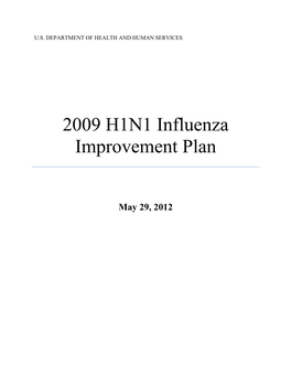 HHS 2009 H1N1 Influenza Improvement Plan