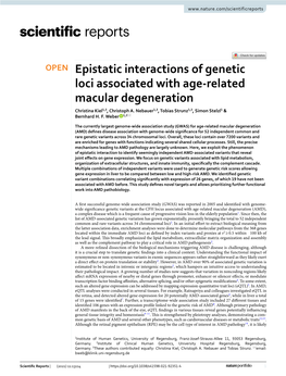 Epistatic Interactions of Genetic Loci Associated with Age-Related