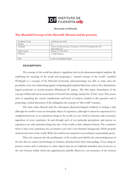 The Manifold Concept of the Lifeworld. Husserl and His Posterity