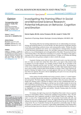 Investigating the Framing Effect in Social and Behavioral Science