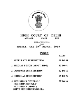 High Court of Delhi Advance Cause List