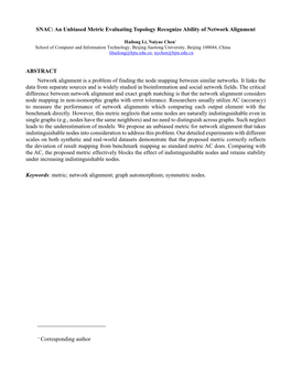 SNAC: an Unbiased Metric Evaluating Topology Recognize Ability of Network Alignment