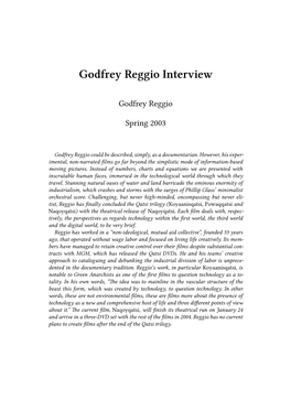 Godfrey Reggio Interview