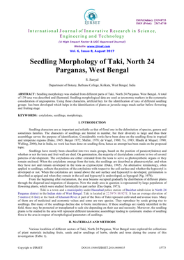 Seedling Morphology of Taki, North 24 Parganas, West Bengal