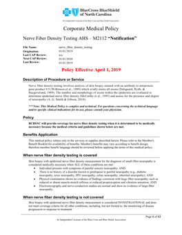 Corporate Medical Policy Nerve Fiber Density Testing AHS – M2112 “Notification”