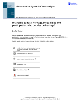 Intangible Cultural Heritage, Inequalities and Participation: Who Decides on Heritage?