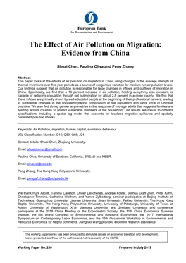 The Effect of Air Pollution on Migration: Evidence from China