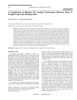 A Comparison of Distance Fly Casting Performance Between Three 5- Weight Long-Belly Floating Lines