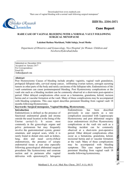 Rare Case of Vaginal Bleeding with a Normal Vault Following Surgical Menopause”