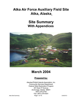 2004. Atka Air Force Auxilialry Field Site Summary