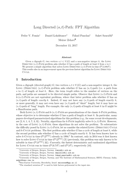 Long Directed (S, T)-Path: FPT Algorithm