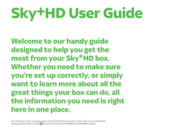 Sky±HD User Guide