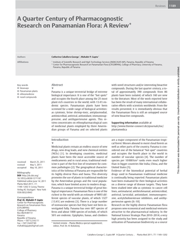 A Quarter Century of Pharmacognostic Research on Panamanian Flora: a Review*