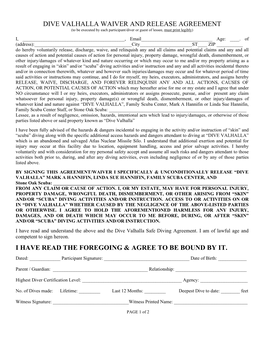 Dive Valhalla Lease Agreement