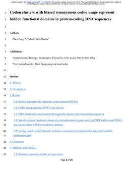 Codon Clusters with Biased Synonymous Codon Usage Represent