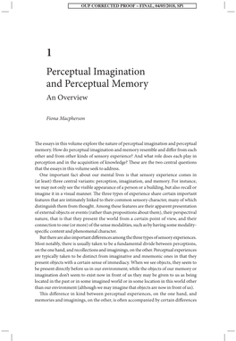 Perceptual Imagination and Perceptual Memory: an Overview