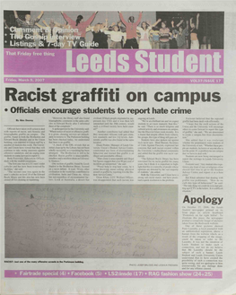Racist Graffiti on Campus • Officials Encourage Students to Report Hate Crime