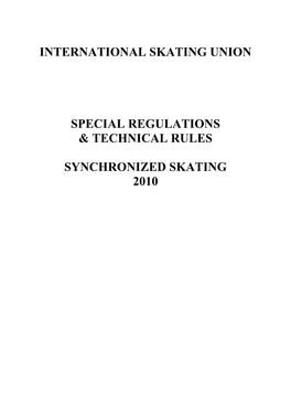 International Skating Federation Special Regulations