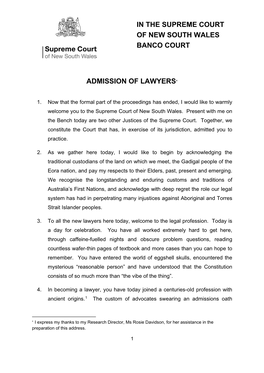 Admission of Lawyers∗