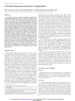 Cell Surface-Dependent Generation of Angiostatin4.5