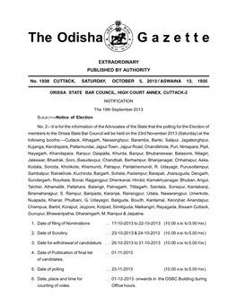 The Odisha G a Z E T T E