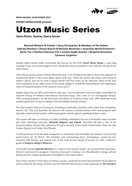 Utzon Music Series Utzon Room, Sydney Opera House
