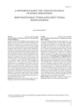 The “Chocolate Hills” of Bohol (Philippines) Skrivnostni Kras: “Čokoladni Griči” Otoka Bohol (Filipini)