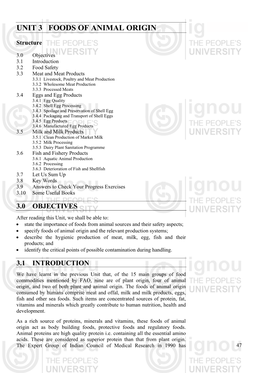 UNIT 3 FOODS of ANIMAL ORIGIN Origin