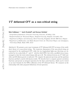 T ¯ T Deformed CFT As a Non-Critical String Arxiv:1910.13578V1 [Hep-Th]