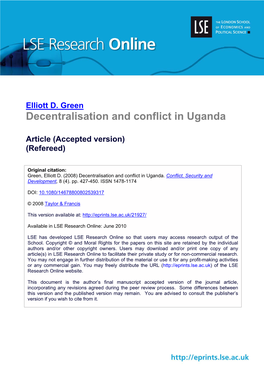 Decentralisation and Conflict in Uganda