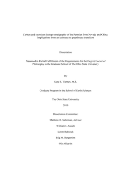 Carbon and Strontium Isotope Stratigraphy of the Permian from Nevada and China: Implications from an Icehouse to Greenhouse Transition