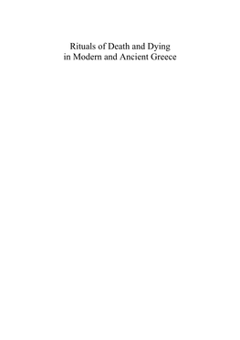 Rituals of Death and Dying in Modern and Ancient Greece