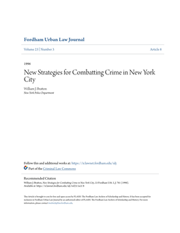 New Strategies for Combatting Crime in New York City William J