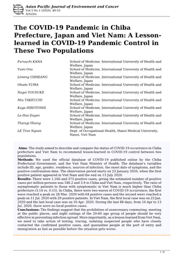 The COVID-19 Pandemic in Chiba Prefecture, Japan and Viet Nam: a Lesson- Learned in COVID-19 Pandemic Control in These Two Populations