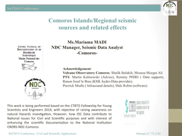 Comoros Islands/Regional Seismic Sources and Related Effects