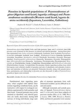 Parasites in Spanish Populations Of