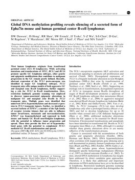 Global DNA Methylation Profiling Reveals Silencing of a Secreted Form