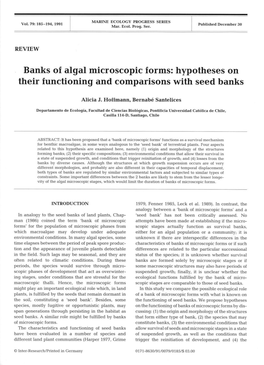 Banks of Algal Microscopic Forms: Hypotheses on Their Functioning and Comparisons with Seed Banks