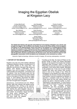 Imaging the Egyptian Obelisk at Kingston Lacy