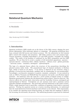 Relational Quantum Mechanics Relational Quantum Mechanics A