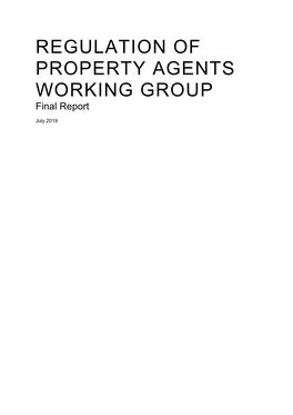 REGULATION of PROPERTY AGENTS WORKING GROUP Final Report
